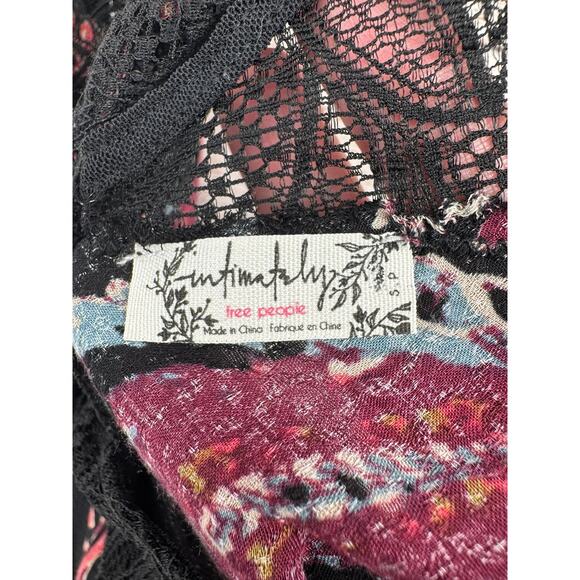 Free People Intimately Floral Semi Sheer Mini Dress Womens Small Black Purple - Picture 7 of 11
